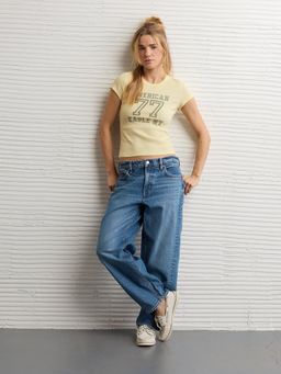 American Eagle - Yellow Typography Women T Shirt