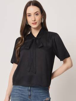 Trend Arrest - Black Bow Neckline Top