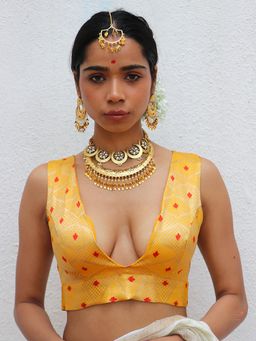 Chidiyaa - Juhi Mogra Clementina Yellow Brocade Stitched Blouse