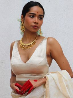 Chidiyaa - Juhi Mogra Daphne Cream Mashu Silk Stitched Blouse