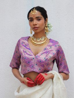 Chidiyaa - Juhi Mogra Jenise Purple Brocade Stitched Blouse