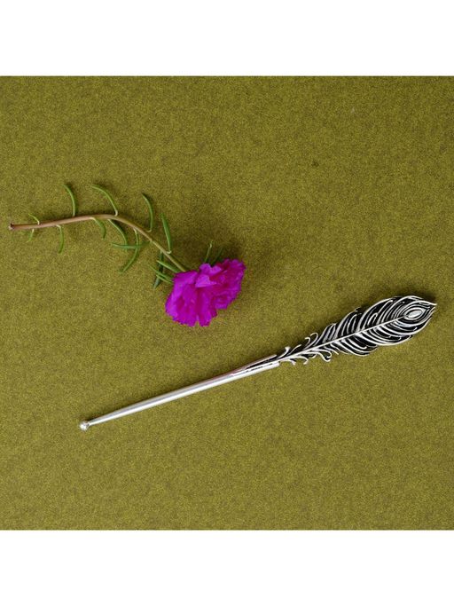 SABERA Silver Mor Pankh Tilak Stick - A Sacred Touch of Tradition