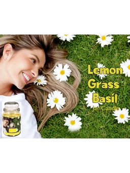 Premsons - Lemon Grass Basil Luxury Scented Glass Jar Candle - 40 Hours Burn Time