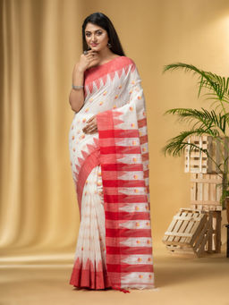 DESH BIDESH - Women's Traditional Bengali Handloom Saree With Unstitched Blouse