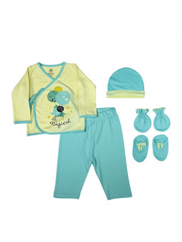 Tinylane - Baby Clothing Shiny Magical Flite Jhabla Legging & Cap Booties Mitten MultiColor(Set of 5)