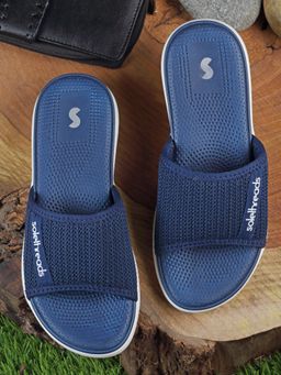 SOLETHREADS - Grace Navy Woven Women Slides
