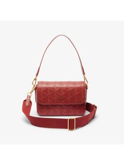 Lacoste - Red Maheki Embossed Leather Shoulder Bag