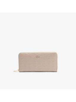Lacoste - Beige Maheki Zipped Embossed Leather Wallet