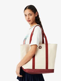 Lacoste - Beige Roland-Garros Edition Canvas Tote Bag