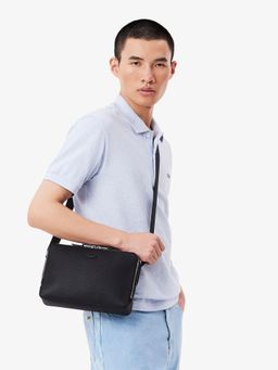 Lacoste - Black Chantaco Pique Leather Sling Bag