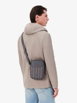 Lacoste - Grey The Blend Monogram Printed Vertical Sling Bag