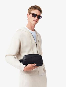 Lacoste - Black Angy Leather Toiletry Bag