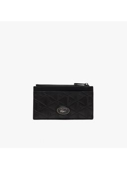 Lacoste - Black Nomogramme Zipped Leather Card Holder
