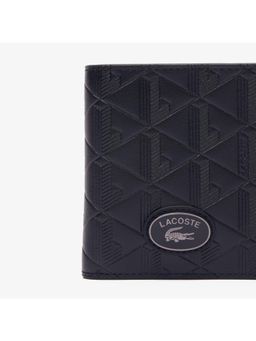 Lacoste - Black Nomogramme Compact Leather Billfold Wallet