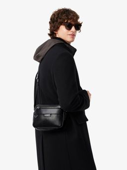 Lacoste - Black Ossian Leather Reporter Bag