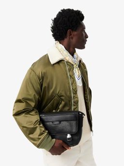 Lacoste - Black Ossian Flap Close Leather Sling Bag