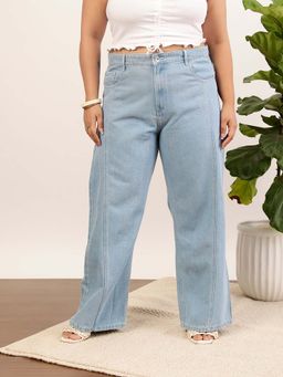CURVY STREET - Blue Wide Leg Denim Jeans
