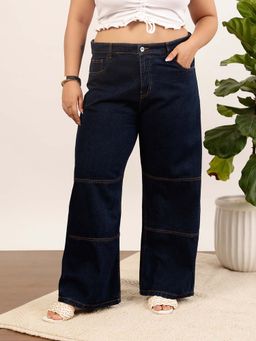 CURVY STREET - Blue Wide Leg Denim Jeans