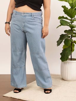 CURVY STREET - Blue Wide Leg Denim Jeans