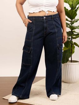 CURVY STREET - Blue Wide Leg Denim Jeans
