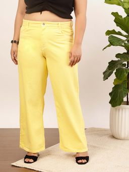 CURVY STREET - Yellow Wide Leg Denim Jeans