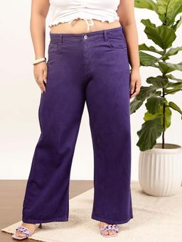 CURVY STREET - Purple Wide Leg Denim Jeans