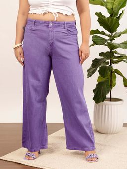 CURVY STREET - Lavender Wide Leg Denim Jeans