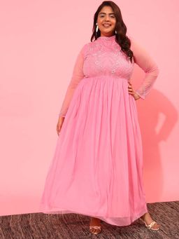 CURVY STREET - Pink Embellished Dress