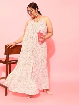 CURVY STREET - Peach Printed Maxi Dress