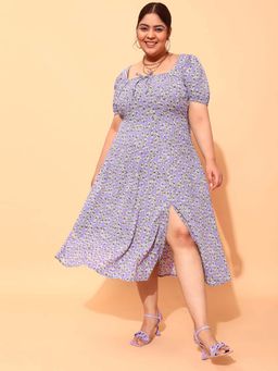 CURVY STREET - Lavender Printed Midi Dress
