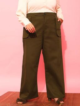 CURVY STREET - Olive Wide Leg Trouser