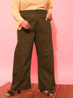 CURVY STREET - Olive Wide Leg Trouser