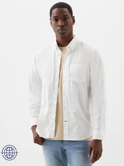 GAP - Men's White Full Sleeves Button-Down Collar Shirt