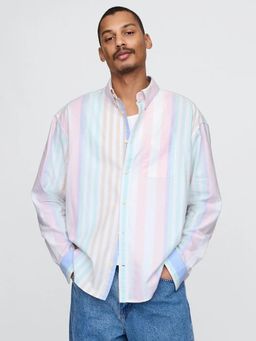 GAP - Men's Vertical Stripes Button-Down Collar Full Sleeves Shirt