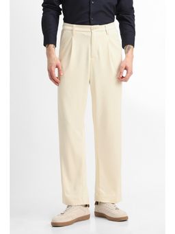 Snitch - Cream Plain Loose Casual Trouser for Men