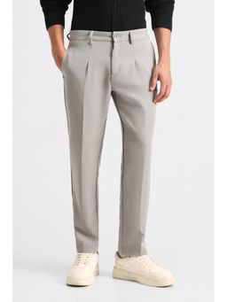 Snitch - Grey Solid Regular Formal Trouser for Men