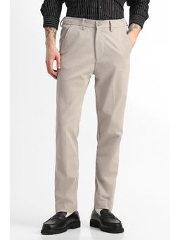 Snitch - Beige Solid Regular Formal Trouser for Men