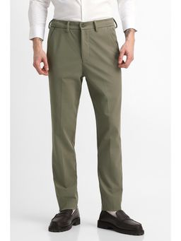 Snitch - Olive Solid Regular Formal Trouser for Men