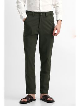 Snitch - Green Solid Regular Formal Trouser for Men