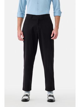Snitch - Black Solid Straight Formal Trouser for Men