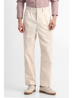 Snitch - Beige Plain Relaxed Casual Trouser for Men