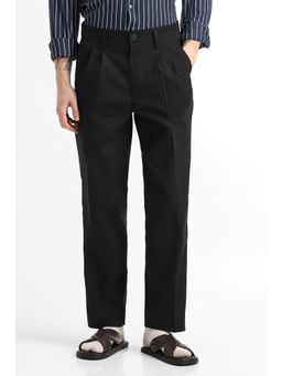 Snitch - Black Plain Relaxed Casual Trouser for Men