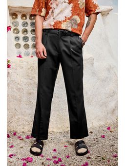 Snitch - Black Plain Straight Formal Luxe Trouser for Men