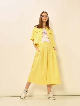 ONLY - Women Yellow Cotton Casual Pants