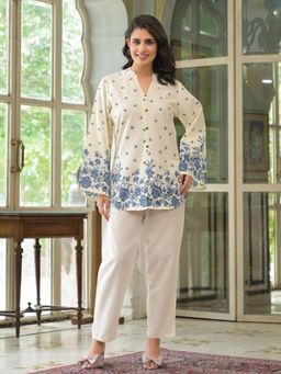 Readiprint - Curved Style Cotton Flex Fabric Off White Co-ord (Set of 2)