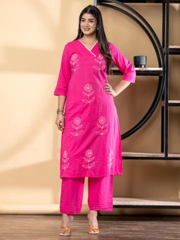 Readiprint - Straight Style Cotton Fabric Pink Color Kurta With Pant (Set of 2)