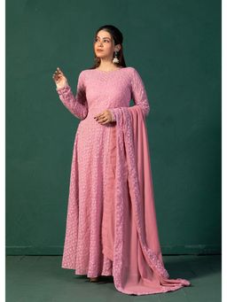NUD - Dusty Pink Shiefly Anarkali Kurta With Dupatta (Set of 2)