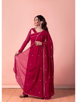 NUD - Wimsey Magenta Bandage Anarkali Kurta With Dupatta (Set of 2)