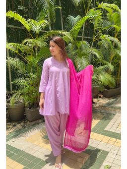 RANGREZA ETHNIC - Lavender Farsi Kurta with Salwar and Dupatta (Set of 3)