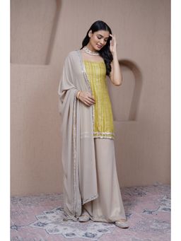 Alaya by Stage3 - Alaya Resham Lime Cami Kurta (Set of 3)